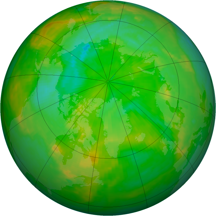 Arctic ozone map for 10 July 1989